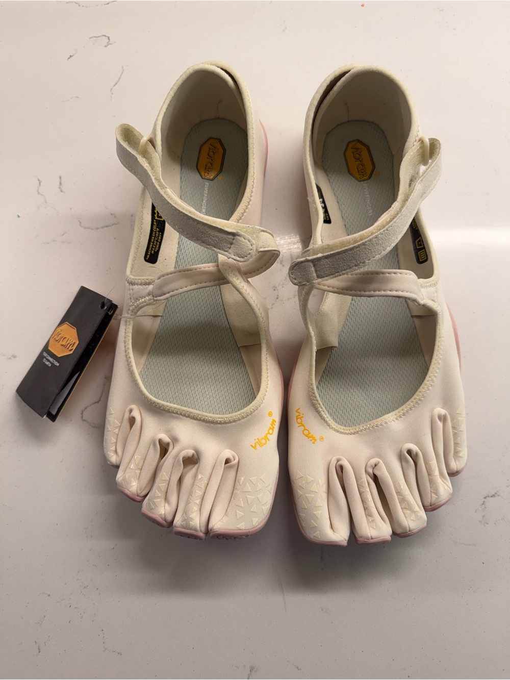 Vibram Women's White & Pink Five-Toe Mary Jane Flatso - Picture 2 of 5